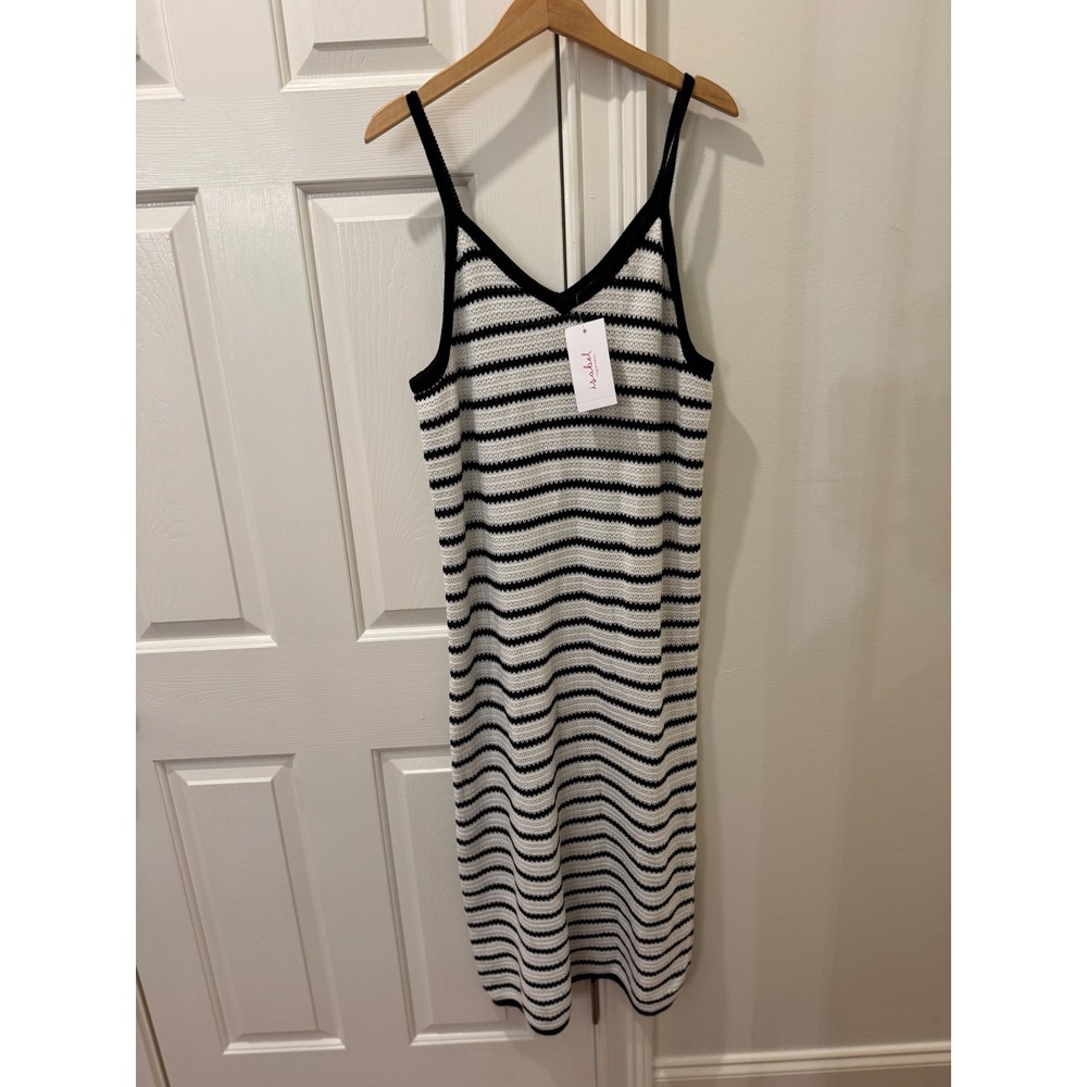 Isabel by Ingrid & Isabel Womens XXL Black White Stripe Knit Maternity Dress
